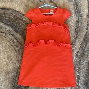 Janie & Jack coral red capped sleeve ruffled dress size 5